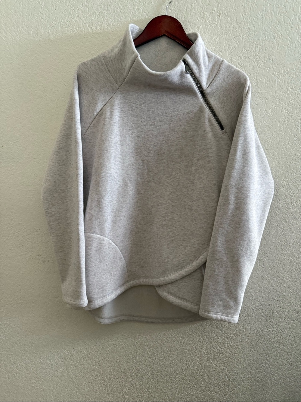 Athleta Women’s Gray Pullover Top With Asymmetrical Zipper And High Collar